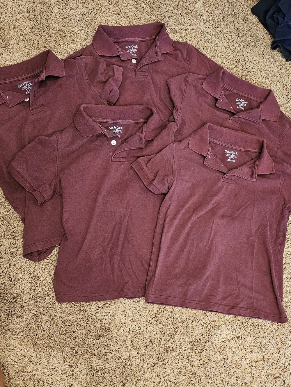 Cat & Jack Maroon Kids Polo Shirt Pack - Size Small 6/7